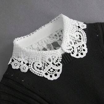 Col amovible multifonctionnel en dentelle - Col faux ajustable et respirant, détachable, convenant aux vêtements pour femmes, design ajouré facile à porter, s'assortiissant parfaitement à n'importe quel Top ou robe