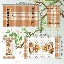 2 件/套南瓜水彩条纹图案洗碗巾，农舍风格厨房洗碗布，家居装饰和浴室/厨房用品浴室厨房装饰洗碗布厨房毛巾