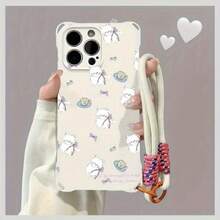 Funda para teléfono (1 unidad) con diseño moderno y protección contra caídas en las cuatro esquinas. Correa para colgar alrededor del cuello. Suave. Compatible con phone 11, 12, 3, 14, 15, 16 Pro y Pro Plus. Nuevo diseño. - Blanco - Ver 5