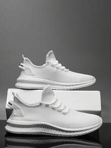 Men's Low-Top Breathable, Lightweight, Non-Slip, Wear-Resistant, Outdoor, Four Seasons Fashion All-Match Men's Shoes Running Shoes Sports Shoes - trắng - Xem 1