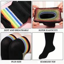 Moon Wood Plus Size Thigh High Socks- Womens Knit Cotton Long Over The Knee High Socks Leg Warmer Halloween Christmas New Year