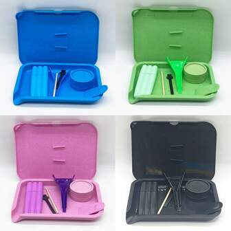 BKFUN Juego de accesorios para fumar con bandeja y molinillo, tubo de almacenamiento y cargador - Accesorios esenciales para fumar, ideal para regalos de Navidad y días festivos