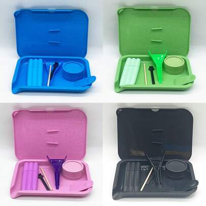 BKFUN Juego de accesorios para fumar con bandeja y molinillo, tubo de almacenamiento y cargador - Accesorios esenciales para fumar, ideal para regalos de Navidad y días festivos