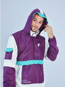 ANORAK URBAN CHAMELEON WINDCUT JACKET HOOD Autumn Spring Oversized Knot Zipper Men's - 紫色與灰白色 - 查看 5