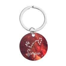 不锈钢 12 星座钥匙扣 - 带环钥匙扣，十二生肖设计，适合背包和钱包装饰，单个，情人节的理想礼物 - 女士钥匙扣（白羊座/金牛座/双子座/天秤座/摩羯座）汽车配件可爱哥特 Y2k 包配件挂绳带身份证夹汽车配件包饰