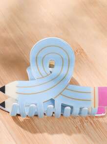 Hair Clips 1pc, Personalized Twisted Pencil Gripper Creative Design Cartoon Cute Hairpin Ponytail Clip Hair Claw School Season Gift Hair Accessories Elegant Claw Clips, School Stuff, College Autumn Accessories Fall Winter For Vacation Outfits Woman