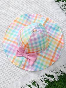 3 Peças Conjunto de Roupa para Bebê Menina: Regata com Estampa Floral de Morango Tecida com Decoração de Laço, Vestido com Babados em Camadas de Cintura Elástica e Chapéu, Uso Diário de Verão - Multicolorido - Visão 9