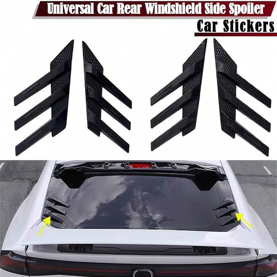 2pcs Car Rear Window Side Spoiler Covers Windshield Visor Vent Covers Decorative Accessories - Carbon Fiber Black - View 1