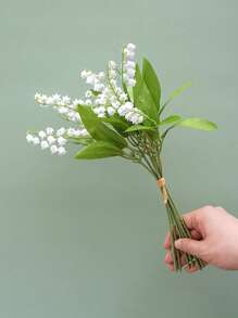 1 pieza / 10 piezas Ramo artificial de lirios Tallo de flor artificial de plástico verde Usado para bodas, novia, ramos blancos, jardín, habitación, escritorio, florero, decoración del hogar