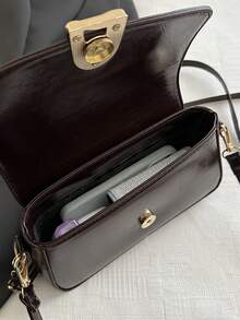 女士腋下包，百搭单肩/斜挎包，小众设计皮质手感包，时尚小方包 - 彩色 - 查看 9