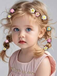 Set de 10 pinzas para el cabello con flores de margarita 3D en degradado para niñas/niños, accesorios para el cabello, estilo europeo y americano, pinza para el flequillo