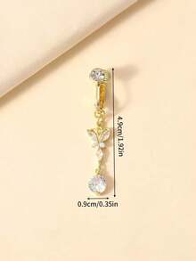 Non-Piercing Butterfly Fake Belly Piercing Butterfly Clip On Umbilical Navel Fake Piercing Fake Clip - Yellow Gold - View 5