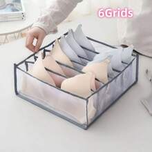 Elegante caja de almacenamiento de lencería de malla - Diseño a cuadros transparente, tela, organizador de espacio para calcetines, ropa interior y accesorios, caja de almacenamiento de moda, organizador de tela transpirable, suministros de organización del hogar para mujeres, organizador de almacenamiento, artículos esenciales de viaje, almacenamiento para dormitorio universitario