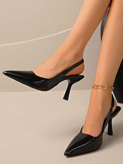 Zapatos de tacón alto de moda de 8.5cm con tacón de aguja lacado, para fiestas, para adolescentes (Año 2025)