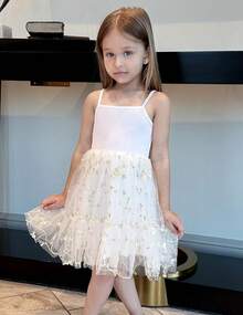 2025Toddler Girls Tulle Dress Rainbow Tutu Birthday Princess Dresses Formal Photo Shoot Outfit Summer Clothes 2-6T'Sprout Style' - 白色 - 查看 6