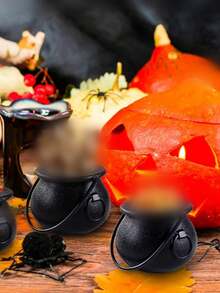 6 件万圣节黑色迷你女巫桶糖果桶带手柄糖果架 - 万圣节糖果碗，非常适合万圣节派对装饰、不给糖就捣蛋、节日派对用品