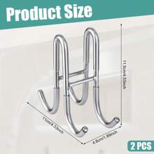 1pc Stainless Steel Towel Hook, Punch Free Bathroom Partition Hook, Heavy Duty Hook Rack For Robe, Towel, Over The Door Hook For Bathroom, Kitchen Multi-Scale Use, Bathroom Accessories