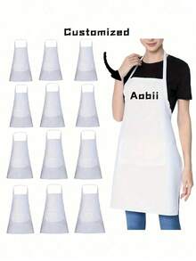 Customized Black Kitchen Cooking Apron, Modern Polyester Oil-Proof Apron, Black Kitchen Apron, Polyester Apron For Garden, Kitchen And Housework Perfe - Multicolor - View 3