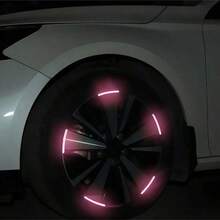 40 miếng dán phản quang vành xe ô tô màu hồng và tím, băng phản quang vành xe, miếng dán cảnh báo phản quang, thích hợp cho xe máy điện, trang trí xe đạp - Hồng Tím - Xem 5