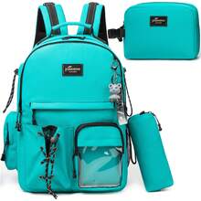 3 件套背包套装 酷炫校园运动背包 适合青少年男孩背包 带午餐袋 铅笔盒 非常适合旅行