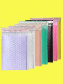 10 件防水气泡袋 - 自粘泡沫包装袋，用于抗压缓冲和安全存储紫色聚乙烯填充信封，适用于小型企业邮寄包裹情人节 - 紫色 - 查看 2