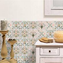 10 pièces Papier peint autocollant floral, Stickers muraux en PVC pour cuisine, Décoration murale à domicile pour chambre à coucher, salon, salle de bain, Accessoires de cuisine DIY, Articles de cuisine, Décoration de cuisine, Papier peint mural, Décoration murale
