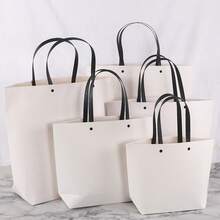 1 pieza Bolsa de compras de papel personalizable, bolsa de tote de boutique con sensación de alta gama, bolsa de regalo, logo impreso, papel kraft grueso, al por mayor