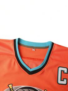 96 冰球球衣缝制橙色冰球球衣缝制涤纶长袖衬衫，适合球队训练和日常休闲穿着