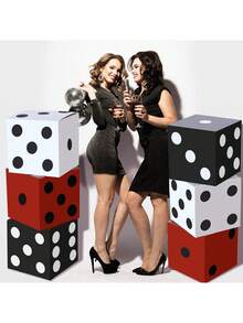 3/6 件 11 英寸赌场骰子礼品盒散装赌场主题派对用品装饰夜拉斯维加斯毕业舞会生日派对用品新年中心装饰游戏 - 彩色 - 查看 17