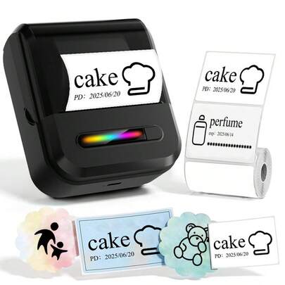 Máy in nhãn nhiệt di động, Máy tạo nhãn không dây, Tương thích với iOS và Android, Dành cho doanh nghiệp nhỏ, văn phòng, gia đình, quần áo, siêu thị, trang sức và ngành công nghiệp thực phẩm, Bao gồm 1 cuộn nhãn 40*20mm