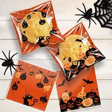 30pcs/ Pack Halloween Pumpkin Ghost Zipper Self-Sealing Candy Bag, Suitable For Halloween Party Decoration Candy Packaging, Halloween Party Gift, And Gift Packaging Candy.