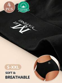 MEIYATING 4 条女士中腰三角内裤，舒适贴合，纯色 - 彩色 - 查看 6