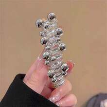 1个/2个装女士仿珍珠螺旋发圈，优雅温柔的马尾辫发饰，波西米亚风装饰，发圈，发绳头饰橡皮筋 - 彩色 - 查看 9