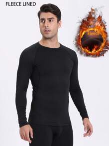 Maglia termica elastica aderente da base strato per attività sportive invernali come palestra, corsa, sci, ciclismo, pesca sul ghiaccio, con maniche lunghe in pile caldo, ideale per l'autunno e l'inverno, taglia extra large