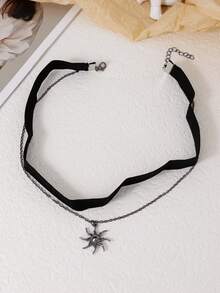 1 件复古旭日吊坠项链，哥特式颈链，适合女士、日常和派对配饰