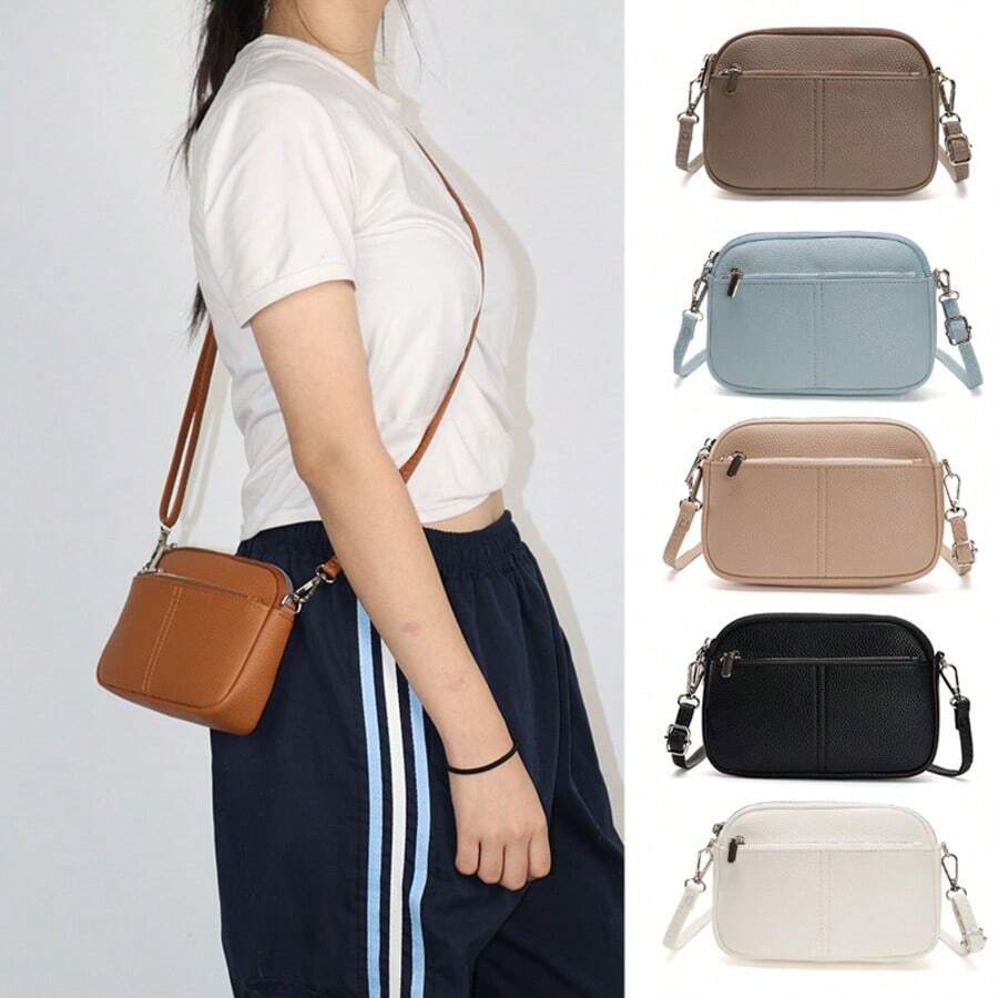 Multifunctional PU Leather Texture Small Square Bag, Fashion Casual Durable Adjustable Strap Crossbody Shoulder Bag Purse, Available In Multiple Colors