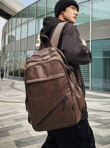 New Versatile PU Backpack With Large Capacity, Waterproof, Suitable For High School, College Students, Outdoor Cycling, Commute, Fashion & Minimalist Design