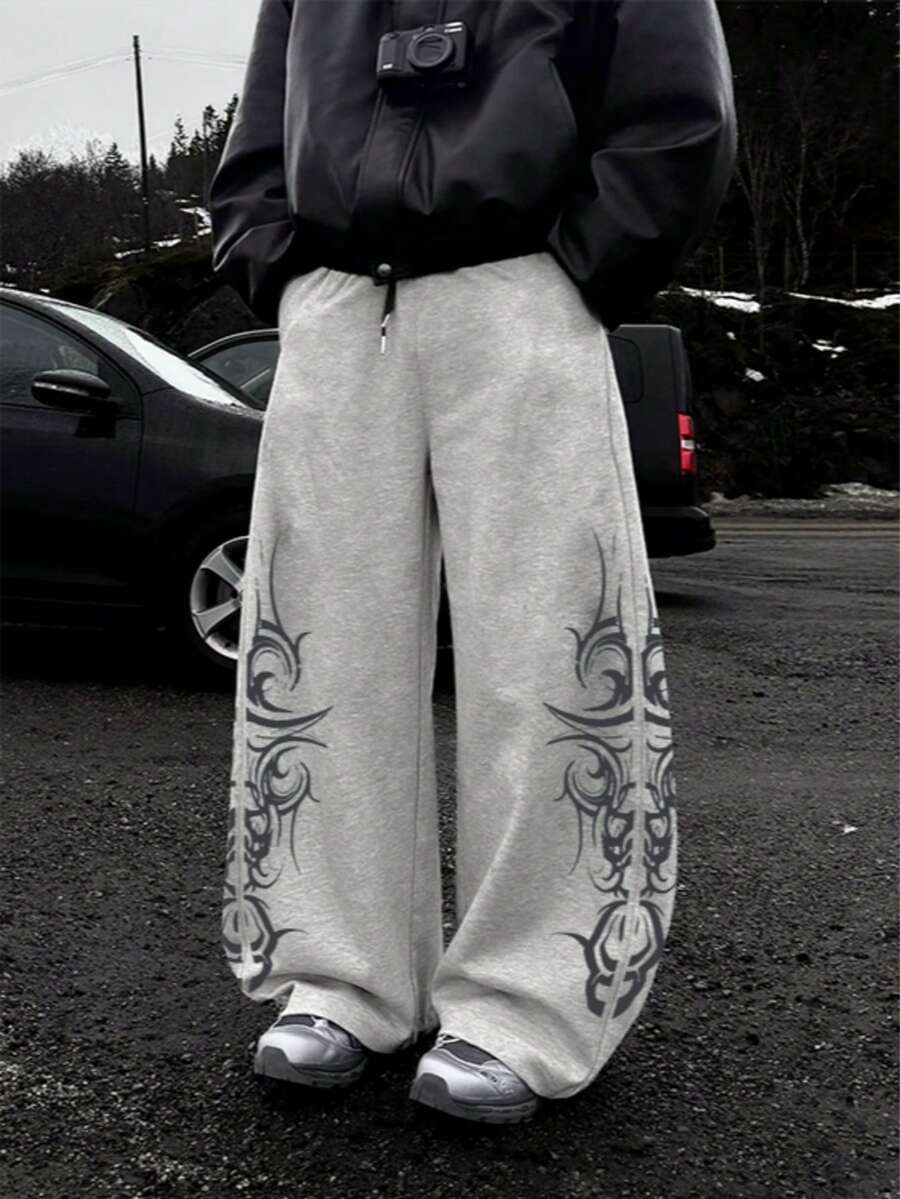 印花休闲运动裤，宽松直筒版型，英文涂鸦印花，街头风，舒适夏季款