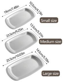 1 件不锈钢矩形托盘，咖啡厅风格甜点/蛋糕展示盘 - 銀色 - 查看 4