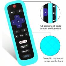 3 Pack Remote Case For Roku Battery Cover For  Smart TV Steaming Stick Remote Silicone Protective Controller Universal Sleeve Skin Glow In The Dark Green Purple Blue - Green+Sky+Purple - View 5