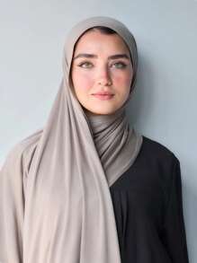 1 Peça Lenço Clássico Casual Elegante de Cor Sólida com Borda, Tecido de Malha Premium, Turbante, Adequado para Uso Diário, Passeios e Reuniões