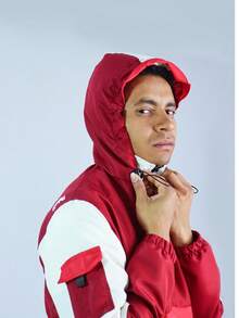 ANORAK URBAN CHAMELEON WINDCUT JACKET HOOD Autumn Spring Oversized Knot Zipper Men's - 紅色的 - 查看 5