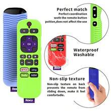 4Pack For 3600R  Roku TV Stick Remote Case CoverTOLUOHU For  Roku Remote Control Cover Roku Express Skin Sleeve Silicone Shockproof With Lanyardfor RCAL7R 3921 3800 3810Roku Remote Cover - 4件裝(輝藍+輝綠+深藍+紅色) - 查看 5
