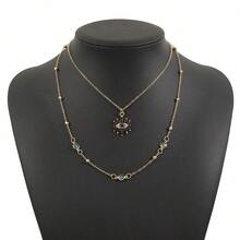 Mydear 1 件休闲双层水晶邪眼吊坠项链，适合女性日常和派对佩戴 - 眼睛 - 查看 9