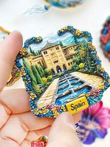 1pc Spain Souvenir 3D Alhambra Palace Magnetic Fridge Magnet, Creative Home Decorative Accessories - Multicolor - View 5