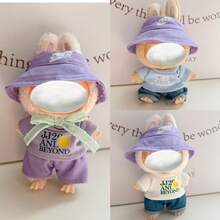 Clothes Only] Bestselling For LABUBU Changeable Outfit Set 1st 2nd 3rd Generation Pendant Keychain Plush Doll 17cm LABUBU Clothes Pants 3pcs Set For LABUBU (Doll Not Included) - Multicolor - View 1