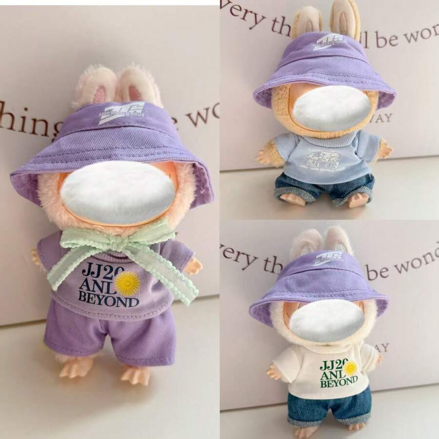 Clothes Only] Bestselling For LABUBU Changeable Outfit Set 1st 2nd 3rd Generation Pendant Keychain Plush Doll 17cm LABUBU Clothes Pants 3pcs Set For LABUBU (Doll Not Included) - Multicolor - View 1