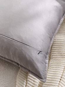 1pc Velvet Edged Throw Pillow Cover Solid Square Cushion Case For Sofa, Bedroom And Car,Fall Decor,Autumn Decor,Room Decor - Light Grey - View 7