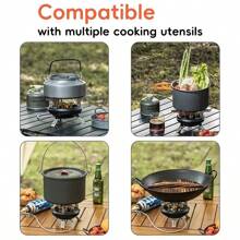 1 pièce, Multicolore, Réchaud à gaz de camping pour l'extérieur, Brûleur à gaz butane pliable et portable, Puissance élevée de 16 000 W, Réchaud à gaz pour pique-nique, Équipement de cuisine pour la randonnée et le tourisme, Fourneau de survie, Pêche, Fournitures de cuisine de camping, Avec accessoires