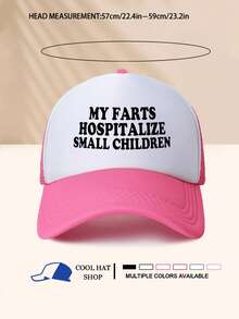 酷炫复古风格棒球帽，弧形帽檐，Farts 字母印花破洞卡车司机帽，男女通用棒球帽，适合休闲户外运动，遮阳 - 海綿帽 - 查看 7